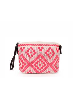 Astrid - Textured Pouch With Zipper Closure And Wristlet Pink