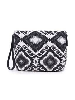 Astrid - Textured Pouch With Zipper Closure And Wristlet Black