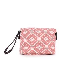 Astrid - Textured Pouch With Zipper Closure And Wristlet Peach