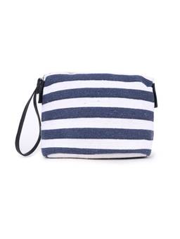 Astrid - Textured Pouch With Zipper Closure And Wristlet Navy Blue