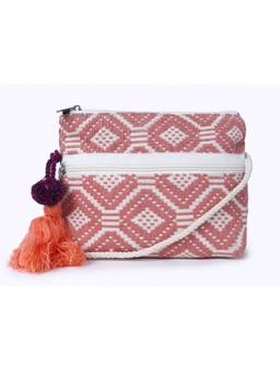 Astrid - Textured Sling Bag For Girls And Women With Zipper Closure And Tassels Brown