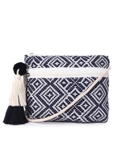 Astrid - Textured Sling Bag For Girls And Women With Zipper Closure And Tassels Black