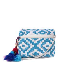 Astrid - Textured Sling Bag For Girls And Women With Zipper Closure And Tassels Blue