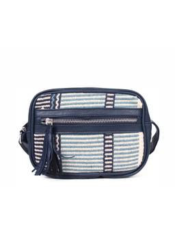 Astrid - Blue Rectangle Sling Bag With Front Zip Pocket