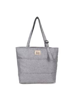 Astrid - Quilted Tote Bag With Zipper Closer For Girls And Women Grey