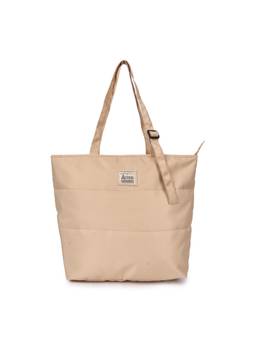 Astrid - Quilted Tote Bag With Zipper Closer For Girls And Women Beige