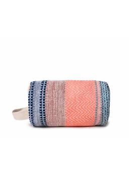 Astrid - Textured Cotton Travel Pouch For Girls With Wristlet Multi-Color
