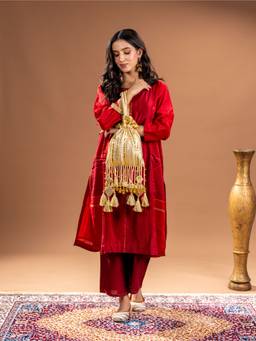 Suave Bags - Sunehri Zariya Potli Bag Beige Gold