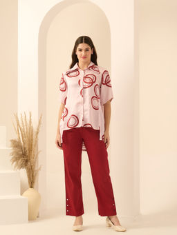 First Resort by Ramola Bachchan - Pink Powerful Pleated Printed Co-Ord (Set of 2)