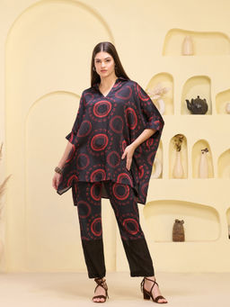 First Resort by Ramola Bachchan - Red Maa Printed Collar Neck Co-Ord (Set of 2)