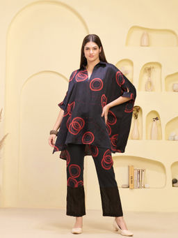 First Resort by Ramola Bachchan - Red Powerful Print Embellished Co-Ord (Set of 2)