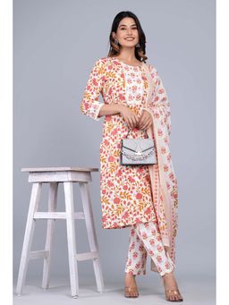 Jaipuri Collection - Women Pink Printed Kurta with Pant and Dupatta (Set of 3)