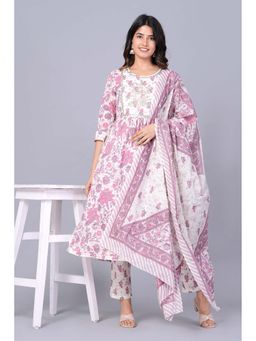 Jaipuri Collection - Women Pink Printed Kurta with Pant and Dupatta (Set of 3)