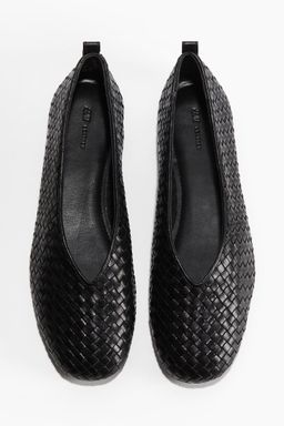 H&M - Women Black Braided Leather Ballet Pumps