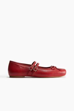 H&M - Women Red Leather Ballet Pumps