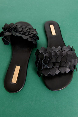 H&M - Women Black Leather Sandals