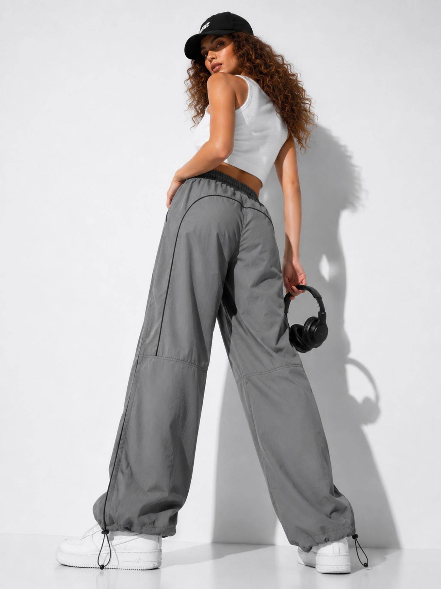 Buy MIXT by Nykaa Fashion Womens Piping Grey Wide Leg Utility