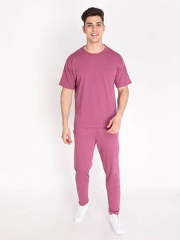 CHKOKKO - Men Casual Wear Magenta Co-ord (Set of 2)