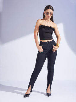 Miss Chase - Womens Black Skinny High Rise Stretchable Denim Jeans