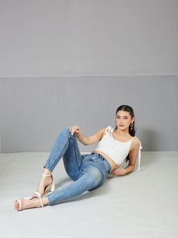 Miss Chase - Womens Light Blue Slim Fit High Rise Light Wash Denim Stretchable Jeans