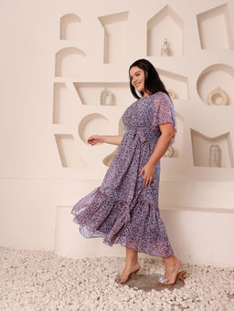 Miss Chase - A+ Curve Collection Plus Size Women's Multicolored-Base-Purple Maxi Dress