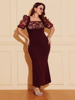 Miss Chase - A+ Curve Collection Plus Size Womens Wine Bodycon Maxi Dress