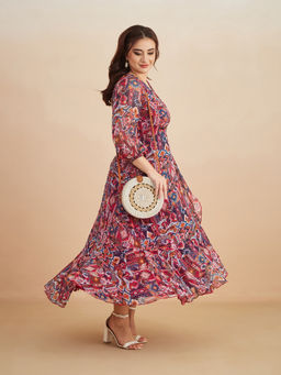 Miss Chase - A+ Curve Collection Plus Size Womens Wrap Maxi Chiffon Dress