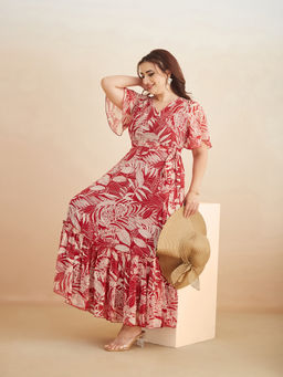 Miss Chase - A+ Curve Collection Plus Size Womens Maroon Base Maroon Maxi Dress