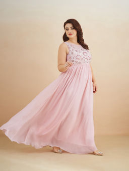 Miss Chase - A+ Curve Collection Plus Size Womens Dusty Pink Boat Regular Dress