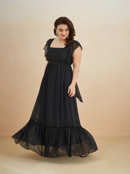 Miss Chase - A+ Curve Collection Plus Size Womens Black Square Tiered Maxi Dress