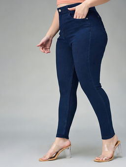 Miss Chase - A+ Curve Collection Plus Size Women Navy Blue Stretchable Denim Jeans