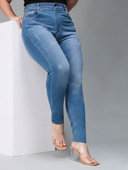 Miss Chase - A+ Curve Collection Plus Size Women Blue Skinny Denim Jeans
