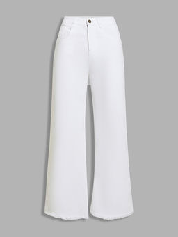 Miss Chase - Women White Bootcut High Rise Clean Look Stretchable Denim Jeans
