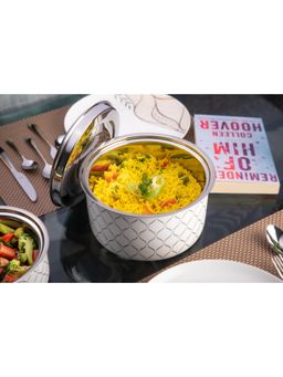 FNS - Lecce Stainless Steel Double Wall Insulated Designer Serving Casserole with Lid (850Ml)