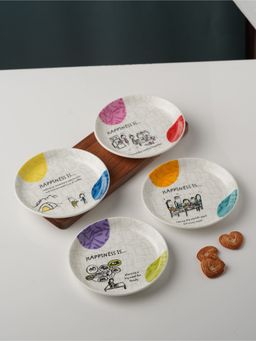 CLAY CRAFT - Fine Ceramic Urmi Delight Snack Plates Set Of 4 Piece Plates for Snacks, Pasta