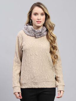 Monte Carlo - Beige Self Design Sweatshirt