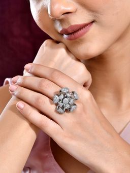 Voylla - White Royal Romance Jasmine Statement Ring