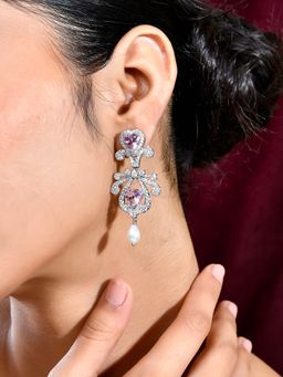 Voylla - Pink Royal Romance Kama Drop Earrings