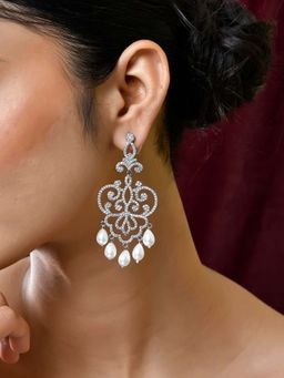 Voylla - White Royal Romance Valentina Statement Earrings