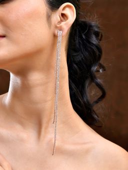 Voylla - Timeless Sparkle The Shimmering Shower Long Rhinestone Dangler Earrings