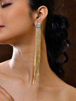 Voylla - Timeless Sparkle Glam Flow Long Rhinestone Dangler Earrings