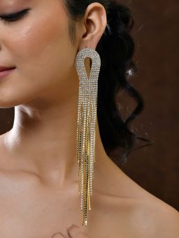 Voylla - Timeless Sparkle Crystal Flow Infinity White Rhinestone Danglers Earrings