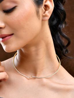 Voylla - Timeless Sparkle Crystal Curve Hasli Chokar Necklace