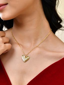 Voylla - Valentine's Day Radiant Heart Cz Pendant Necklace