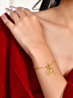 Voylla - Valentine'S Day Locked In Love Toggle Charm Bracelet