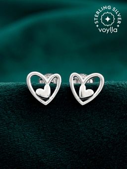 Voylla - Valentine'S Day Hearts In Harmony Sterling Silver Stud Earrings