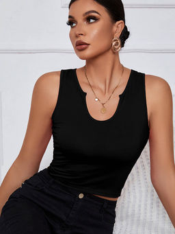 Outzidr - Black Sleeveless Crop Top