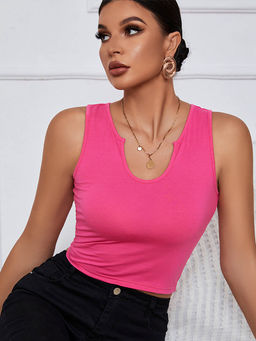 Outzidr - Pink Sleeveless Crop Top