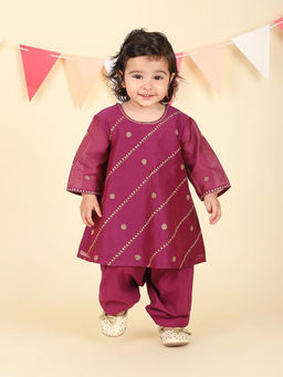 Fabindia - Purple Cotton Silk Kurta and Salwar (Set of 2)
