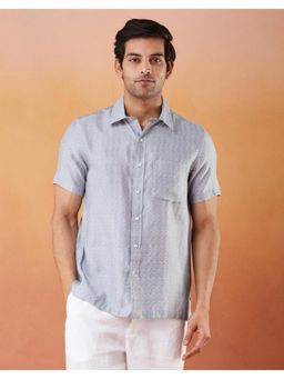 Fabindia - Men Blue Viscose Collar Neck Paisley Woven Shirt